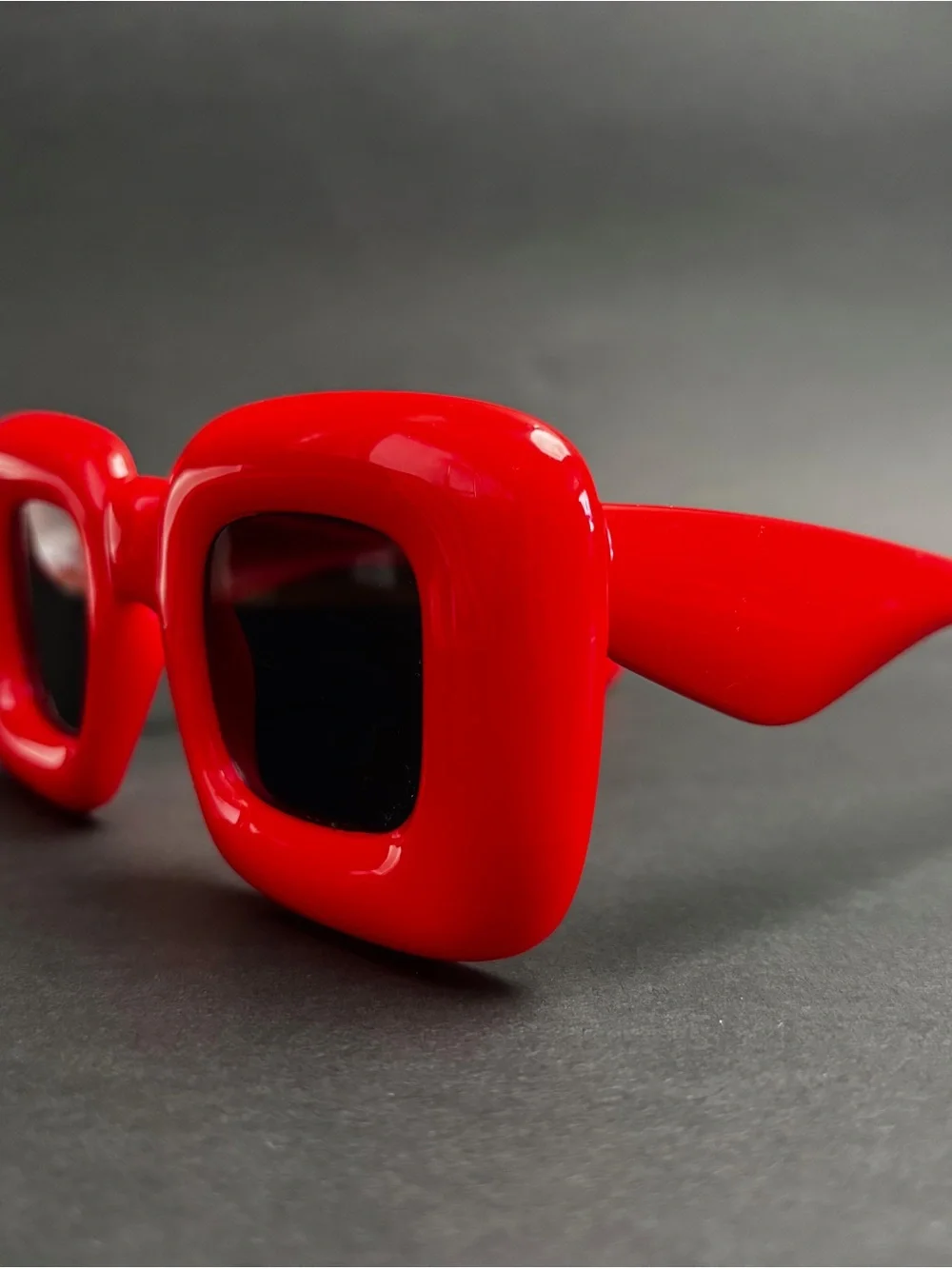 Red Retro Square Sunglasses - Bold Red Frame
